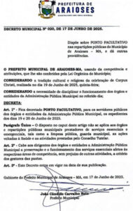 Prefeito decreta ponto facultativo nos dias 19 e 20