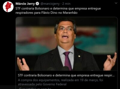 Ainda no palanque, Flávio Dino segue deturpando gestão de Bolsonaro em plena pandemia do covid-19…