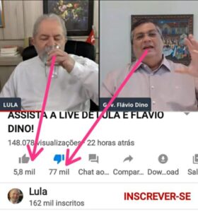 Lula é “cerca velha”, Flávio Dino foi hostilizado após “live” em horário que deveria estár trabalhando…