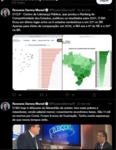 Tuitada do dia: Flávio Dino sendo desqualificado pela ex-governadora Roseana Sarney…