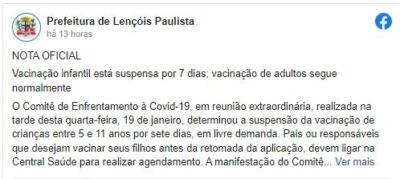Cidade paulista suspende vacinação infantil após parada cardíaca em criança