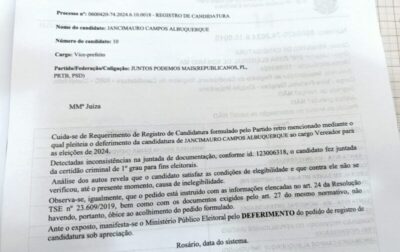 Com medo, Grupo Político Gonçalo de Santa Rita tenta impugnar a candidatura de seu maior opositor Jancimauro Albuquerque e perde