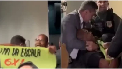 VÍDEO: Homem com faixa contra escala 6×1 sofre mata-leão na Câmara e corre risco de infarto