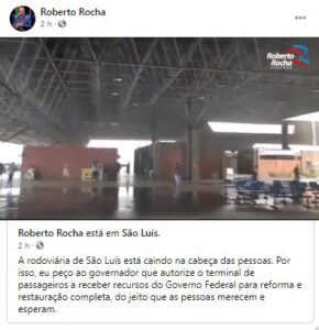 Senador Roberto Rocha faz pedido ao governador Flávio Dino para deixá-lo fazer a reforma da rodoviária de São Luís…