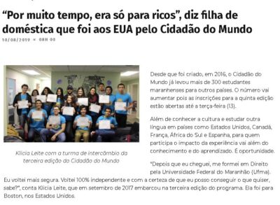 Ponto para Flávio Dino: estudante contemplada em programa que envia jovens para outros países conhecer de perto outras culturas…