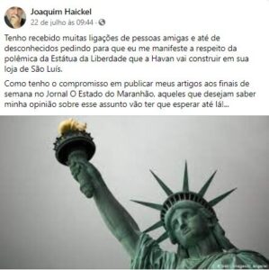 Sobre a estátua da Liberdade em São Luís, uma boa explicação!!!