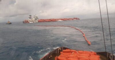 “Navio encalhado deverá derramar poluição nas praias, caso barreiras de contenção não sejam apropriadas”, alerta vereador Sá Marques…