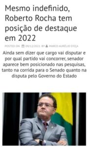 Mesmo calado, sem dizer que é candidato, Roberto Rocha demonstra que está no jogo e assusta inimigos do Estado…