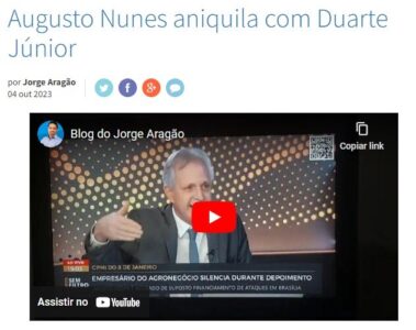 Veja no vídeo: Augusto Nunes responde a Duarte Jr: “Me processa, capacho de Flávio Dino”…