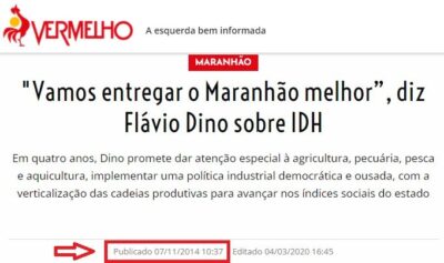 Pega na mentira: Flávio Dino o “rei da lorota” sendo desmascarado pelo site de noticias do PCdoB…
