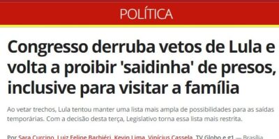 Congresso derruba veto de Lula e dos votos de senadores e deputados que votaram a favor das saidinhas de presidiários….
