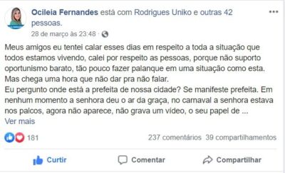 Covid-19: Em Raposa, secrertário de prefeita comunista desespera-se e parte para ataques xingando adversários da prefeita…