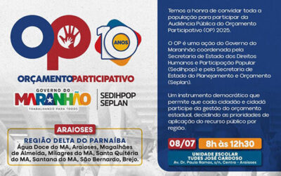 Prefeito Neto Carvalho convida população para Audiência Pública do Orçamento Participativo 2025