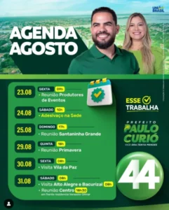 Turilândia – Paulo Curió divulga agenda de campanha do mês de agosto