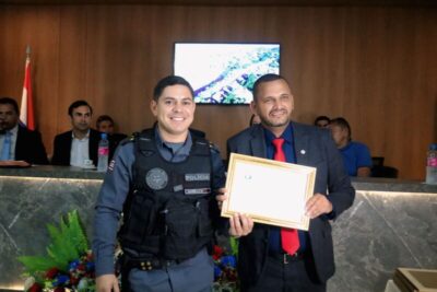 CAMÂRA MUNICIPAL DE VEREADORES CONCEDE TÍTULO DE CIDADÃO SAMBENEDITENSE AO PM YGOR ALMEIDA GONZAGA
