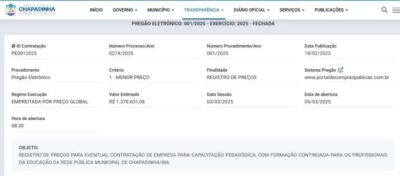Tribunal de Contas suspende licitação milionária em Chapadinha