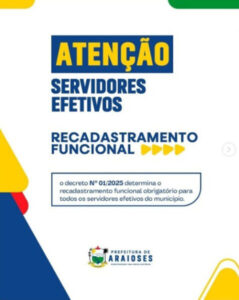 Prefeitura de Araioses convoca servidores efetivos para recadastramento