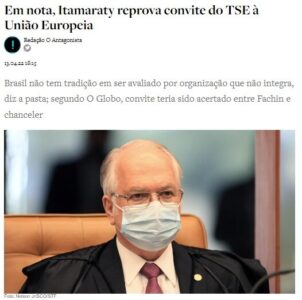A gota d’água: Em live, Presidente do Brasil diz que política Externa foi usurpada durante encontro do Itamaraty…
