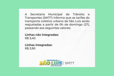 Prefeitura de São Luís anuncia reajuste da tarifa de ônibus em São Luís