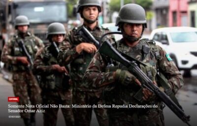 Somente Nota Oficial Não Basta: Ministério da Defesa Repudia Declarações do Senador Omar Aziz
