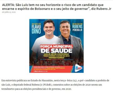 Na imagem do dia: Jornal de Sarney bota Flávio Dino, o patrão e seus menudos contra Braide e Bolsonaro, que podem levar eleição no primeiro turno…