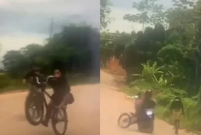 VÍDEO: Motociclista quebra o braço ao ser atingido por jovens que davam “grau”