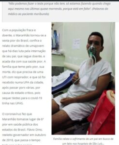 Covid-19, enquanto Flávio Dino comemora saída de Moro, faleceu o pai da jovem que escreveu carta dramática pedindo um leito para salvar a vida de seu pai…