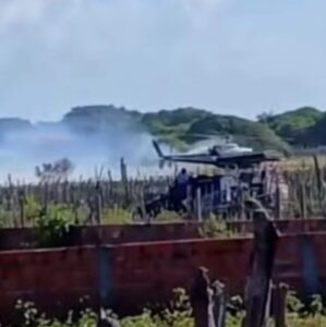 VÍDEO! Turbina de helicóptero pega fogo e aeronave faz pouso de emergência no interior do Maranhão
