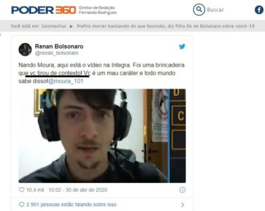 Intolerância: Filho de Bolsonaro sofre perseguição após ter sido diagnósticado positivo pelo covid-19…