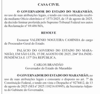 STF afasta procurador-geral do Maranhão por descumprir decisões da Corte
