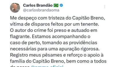 Brandão lamenta morte de capitão da PM e promete apuração rigorosa do caso