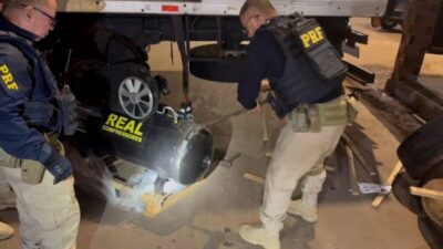 PRF apreende 41 kg de drogas em caminhão, na BR-135, em Miranda do Norte