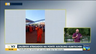 Obra da nova ponte JK é interrompida por 24h após protesto de trabalhadores