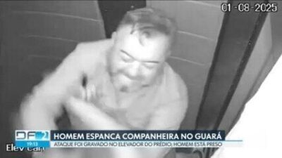 Empresário espanca mulher com sequência de cotoveladas e socos em elevador no DF