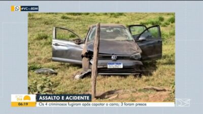 Criminosos capotam carro roubado durante perseguição policial na BR-010, no MA