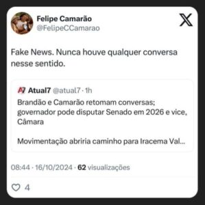 Camarão classifica de Fake News notícia que o indica para deputado federal