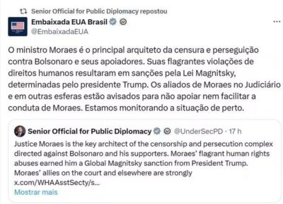 Dino manda recado à Embaixada dos EUA