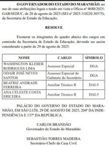 Brandão segue exonerando comunistas