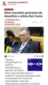 Coluna do Cláudio Humberto destaca que ministro Flávio Dino mantém ação contra Brandão e ”alivia” Rui Costa