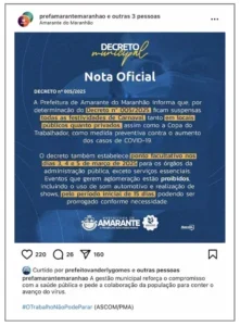 Prefeito de Amarante do Maranhão usa Covid-19 como pretexto para cancelar Carnaval