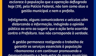 Nota esclarece que atual gestão em São José de Ribamar não é investigada pela PF