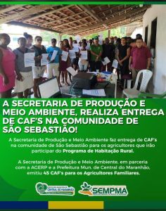 Prefeitura de Central e AGERP, entregam CAF’s na Comunidade São Sebastião