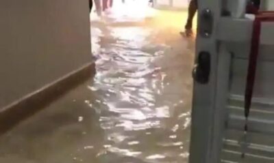 Hospital Infantil Socorrinho alaga após chuva desta segunda-feira 09