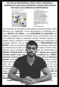 Professores de Caxias protestam contra o prefeito Gentil Neto por forçá-los a pagar por uniformes de desfile