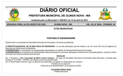Prefeito de Olinda Nova exonera ex-prefeita de secretaria