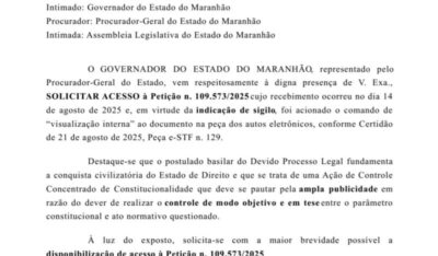 Governo também aciona Dino para esclarecer sobre petição sigilosa no caso TCE