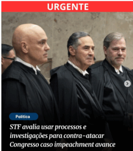 STF avalia usar processos e investigações para contra-atacar Congresso caso impeachment avance