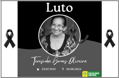 Paulino Neves esta de Luto, morre dona Teresinha Gomes, mãe do prefeito Raimundo Lídio