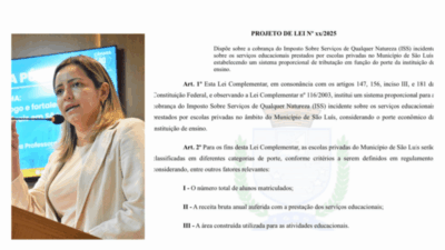 Proposta de ISS proporcional para escolas particulares é apresentada pela Prof. Magnólia na Câmara de vereadores