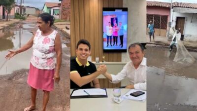 VÍDEOS! Enquanto ruas de São Mateus viram açudes, Miltinho Aragão foca na eleição do poste para deputado estadual